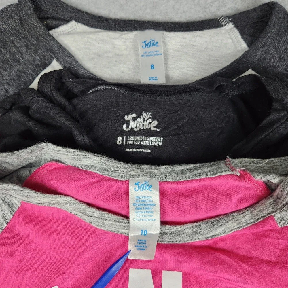 Justice T Shirt Bundle Girls 8/10 Pink Multi Cotton Dance Love Sequin Lot of 3